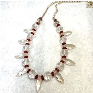 Red and Crystal Glass Bead Jewelry Set